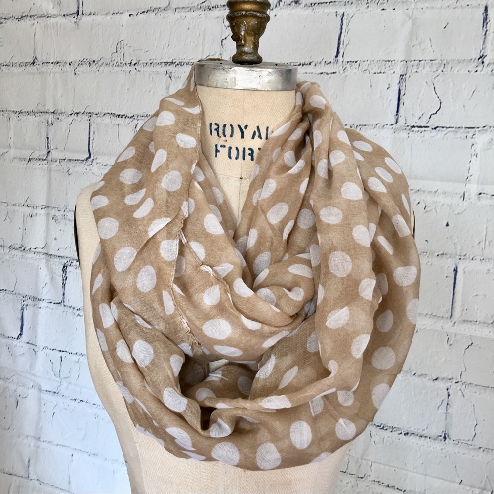 **Sold**Polkadot Print Soft Infinity Scarf